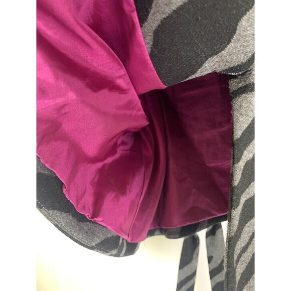 BOGO Sandro Jacket Black Gray Zebra Striped Button Collared Belted Scoop Women L - Picture 5 of 12